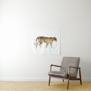 Watercolor Tiger Walking Tapestry