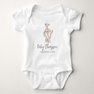 Watercolor Tigger Announcement Date Baby Bodysuit