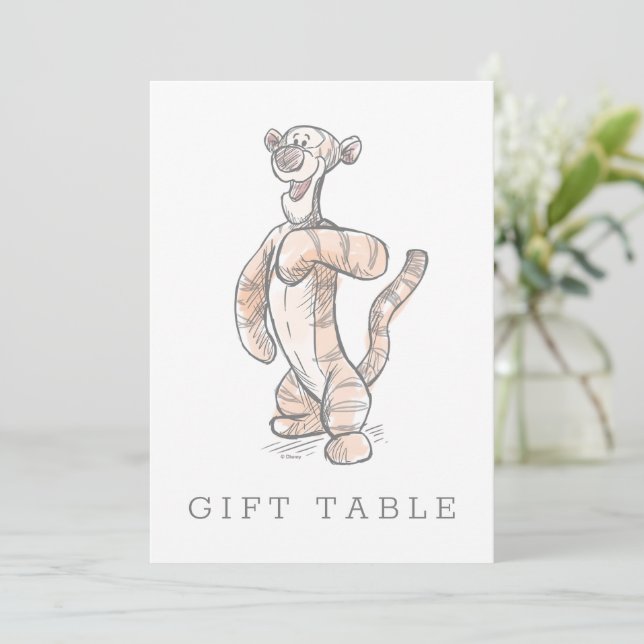 Watercolor Tigger Baby Shower Gift Table Invitation (Standing Front)