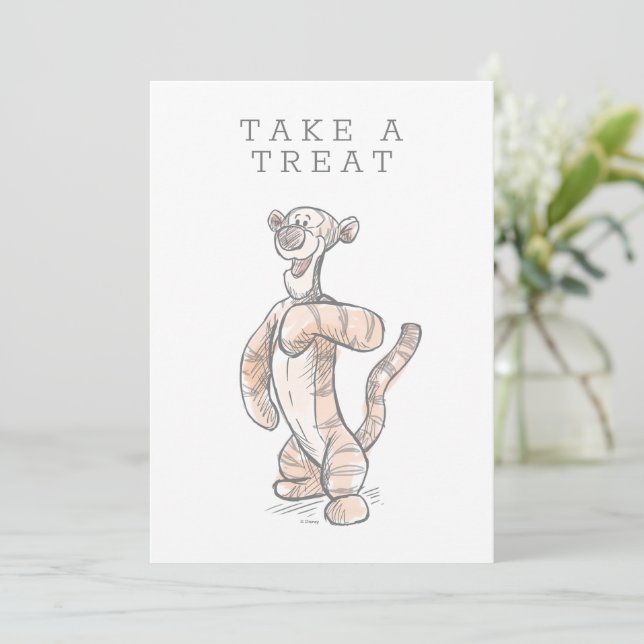 Watercolor Tigger Baby Shower Take a Treat Invitation (Standing Front)