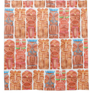 Watercolor tiki hawaii totem seamless pattern