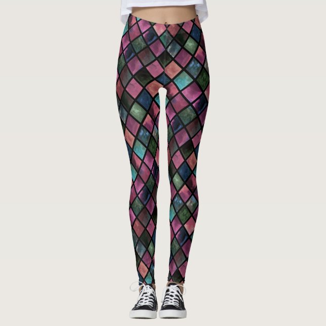 Watercolor, tile  leggings (Front)