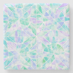 Watercolor tile pattern stone coaster
