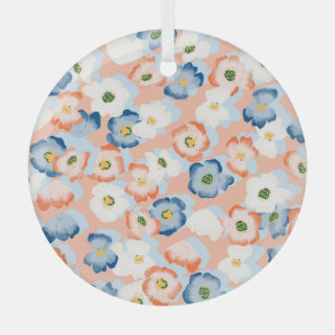 Watercolor Tiny Flowers: Vintage Pattern Glass Ornament