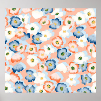 Watercolor Tiny Flowers: Vintage Pattern Poster