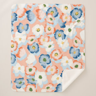 Watercolor Tiny Flowers: Vintage Pattern Sherpa Blanket