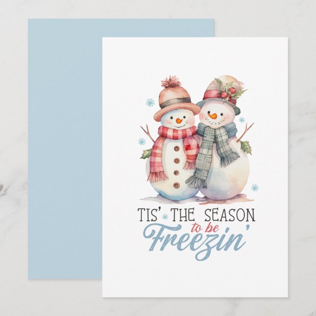 Watercolor tis the Season to freezin Invitation (Front/Back)