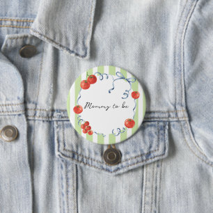 Watercolor tomato baby shower Mommy to be 3 Inch Round Button