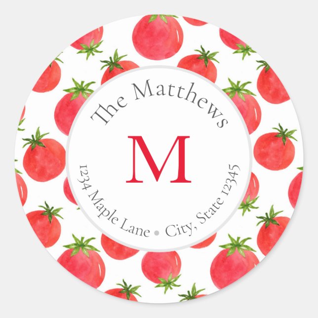 Watercolor Tomatoes Pattern labels (Front)