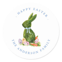 Watercolor Topiary Rabbit Happy Easter 
