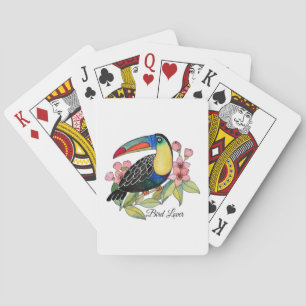 Watercolor Toucan Bird With Flowers Playing Cards