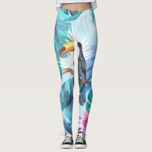 Watercolor Toucans: Tropical Seamless Leggings