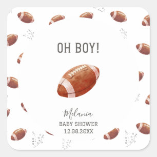Watercolor touchdowns american football baby show square sticker