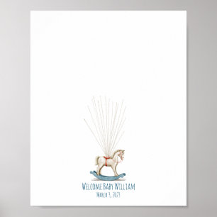 Watercolor Toy Horse Fingerprint Guestbook