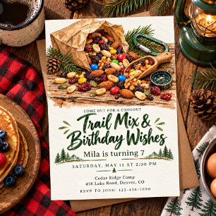 Watercolor Trail Mix Birthday Wishes Rustic Candy Invitation