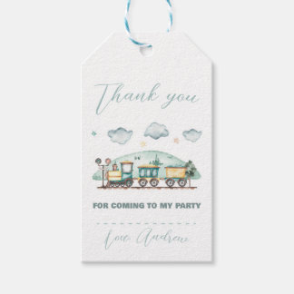 Watercolor Train Favor Tag for Birthday Party