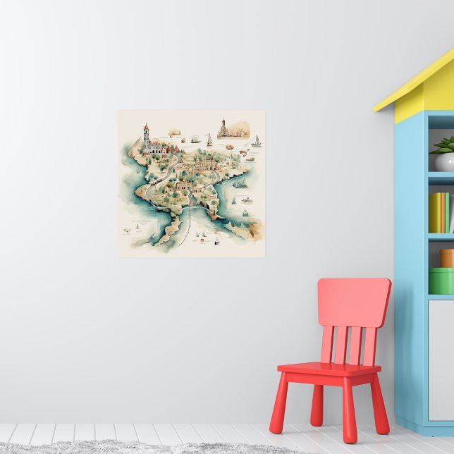 Watercolor Travel Map Poster (Nursery 1)