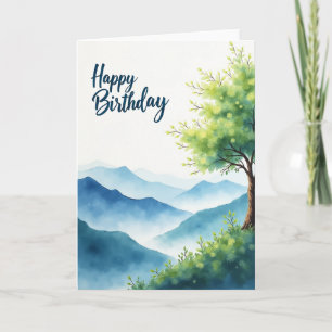 Watercolor Tree Birthday Card
