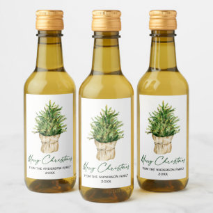 Watercolor Tree Calligraphy Ink Script Minimalist Wine Label