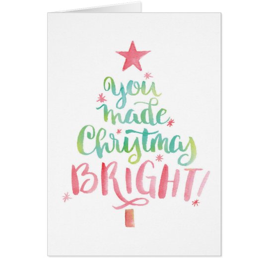 Watercolor Tree Christmas Thank You Notecard