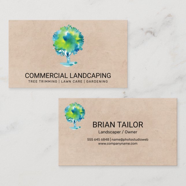 Watercolor Tree | Gardening | Landscaping Business Card (Front/Back)