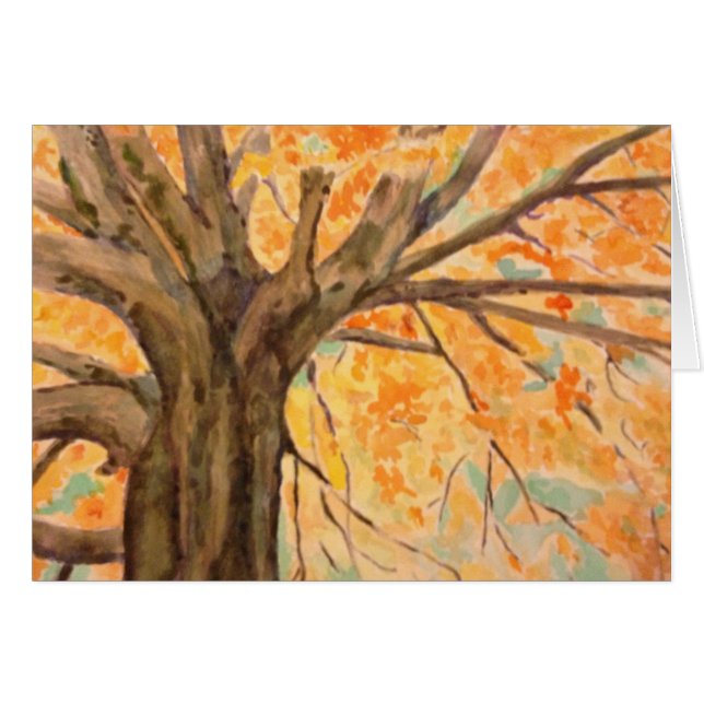 Watercolor Tree in Autumn Glory, blank inside (Front Horizontal)