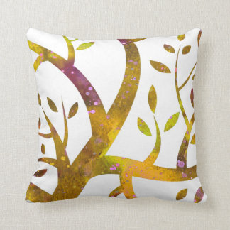 Watercolor Tree in gold 1 Throw Pillow