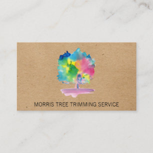 Watercolor Tree   Landscaping Business Card
