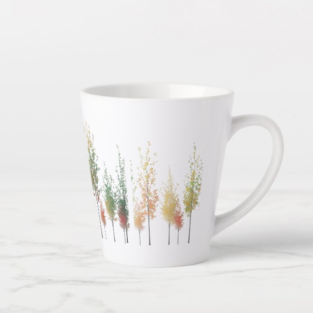 Watercolor Tree Line Small Latte Mug (Right)