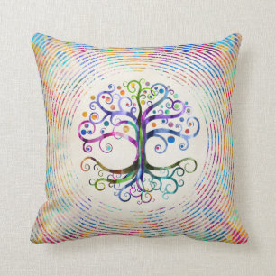 Watercolor Tree of life Throw Pillow