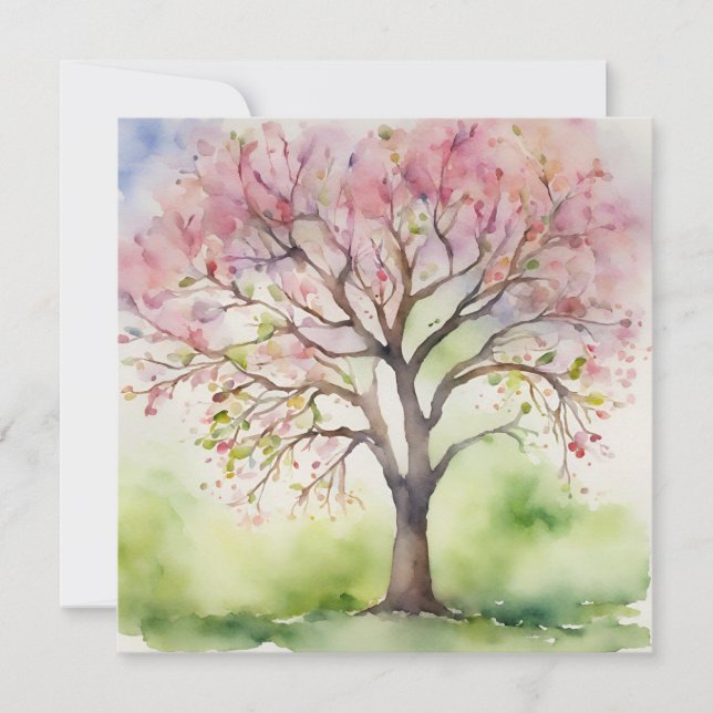Watercolor Tree Painting Invitation (Front)