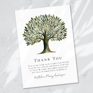 Watercolor Tree Sympathy Funeral Thank You Card
