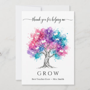 Watercolor Tree Teacher Appreciation Thank You Card