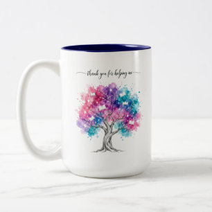 Watercolor Tree Teacher Appreciation Thank You Two-Tone Coffee Mug