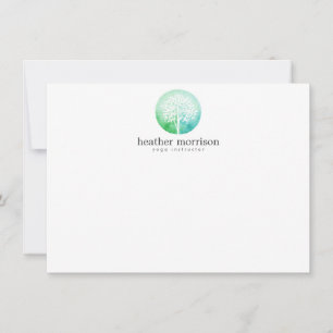 Watercolor Tree Yoga and Wellness Flat Notecard