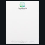 Watercolor Tree Yoga and Wellness Letterhead<br><div class="desc">Coordinates with the Watercolor Tree Yoga and Wellness Business Card Template by 1201AM. A blue and green watercolor circle containing a simple white tree with leaves introduces your company or personal brand with an elegant style. © 1201AM CREATIVE</div>