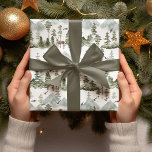 Watercolor Trees And Deer Green Christmas Wrapping Paper<br><div class="desc">Watercolor Trees And Deer Green Christmas</div>