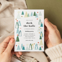 Watercolor Trees Christmas Party Invitation