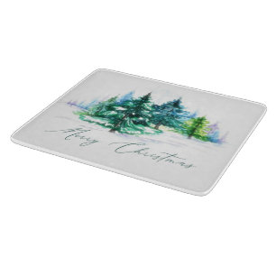 Watercolor trees cutting board