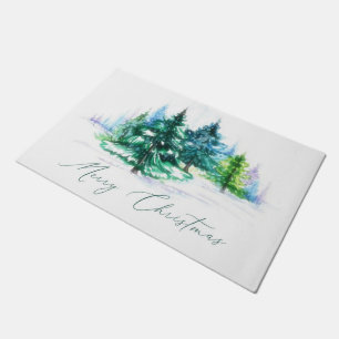 Watercolor trees  doormat
