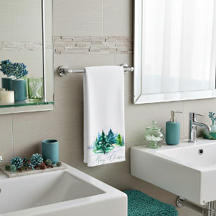 Watercolor trees  hand towel