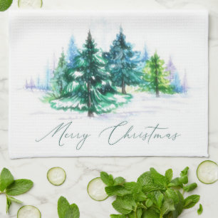 Watercolor trees  kitchen towel
