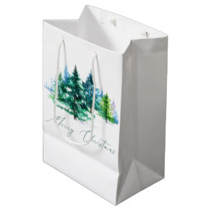 Watercolor trees medium gift bag