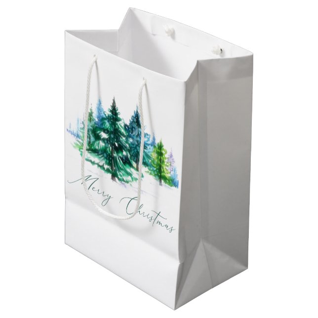 Watercolor trees  medium gift bag (Front Angled)