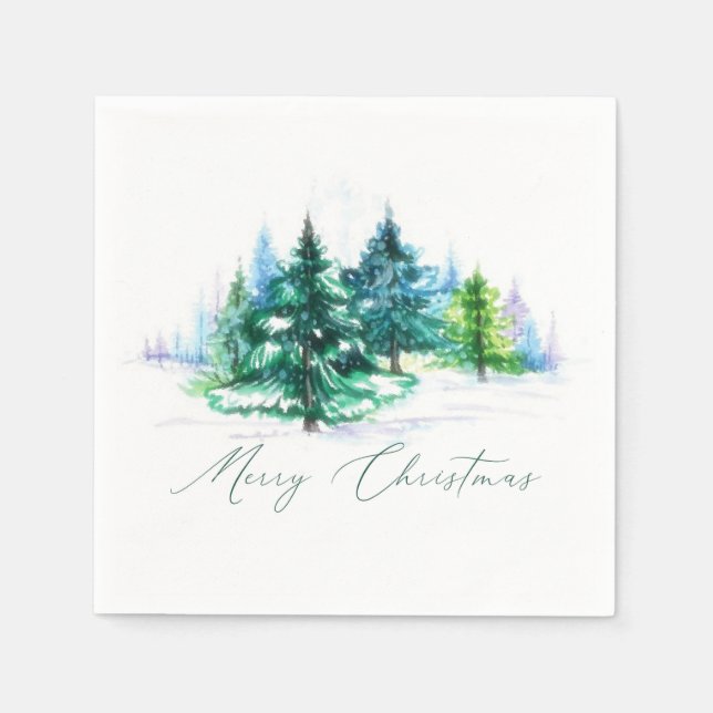 Watercolor trees  napkin (Front)