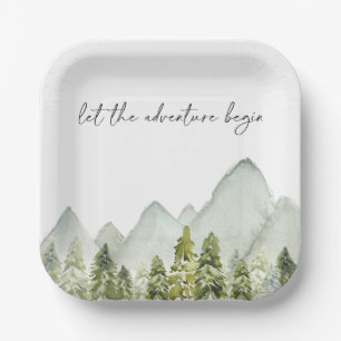 Watercolor Trees Paper Plates