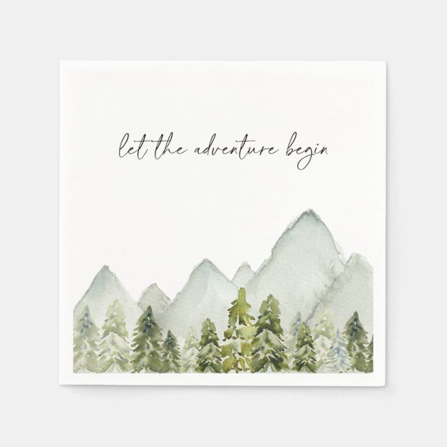 Watercolor Trees Paper Plates Napkin (Front)