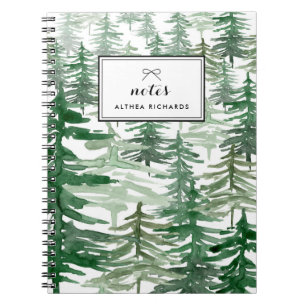 Watercolor Trees Pattern Personalized Notebook I