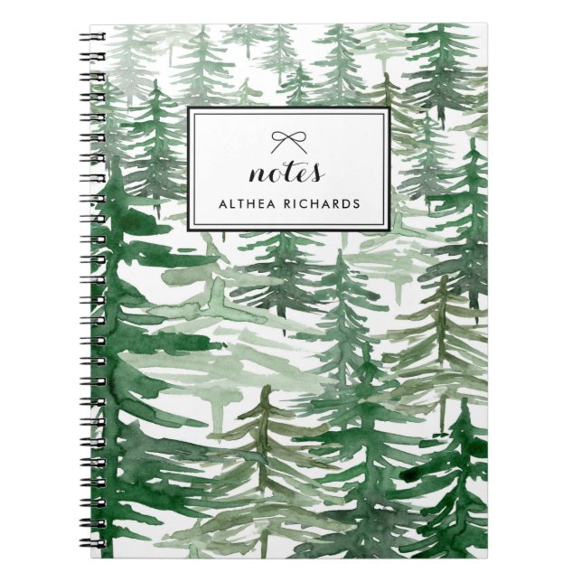 Watercolor Trees Pattern Personalized Notebook I (Front)