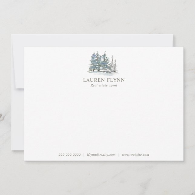 Watercolor Trees Personalized Realtor Stationery Card (Front)